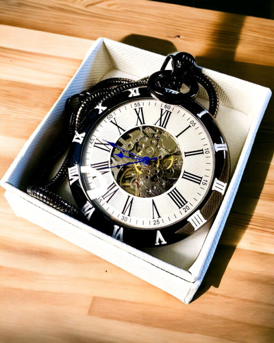 Reloj de Bolsillo Mecánico con Mecanismo Visible – Opción de Personalización
