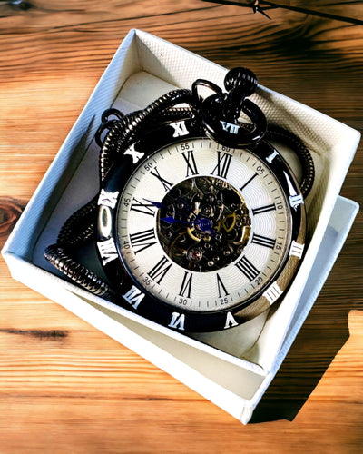 Reloj de Bolsillo Mecánico con Mecanismo Visible – Opción de Personalización
