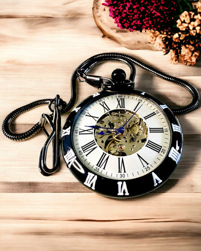 Reloj de Bolsillo Mecánico con Mecanismo Visible – Opción de Personalización