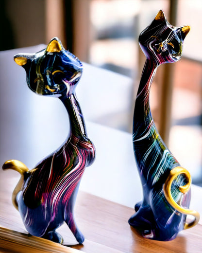 "Koci Eleganci" - Conjunto de Figuras Decorativas de Resina con opción de personalización mediante grabado