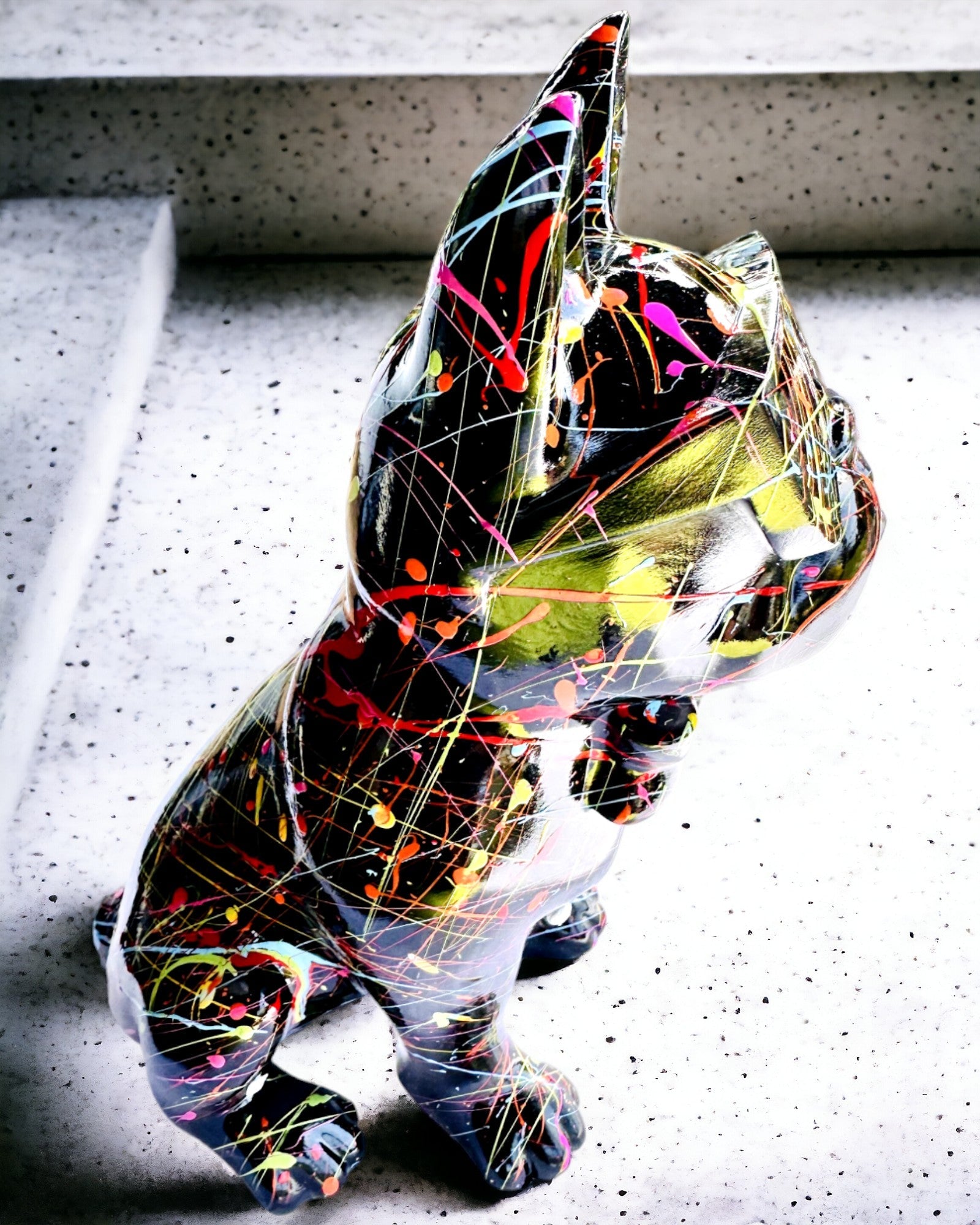 Kolorowy Psiak Artystyczny - Bulldog Francés Pintado a Mano, personalización con grabado, ideal para regalo
