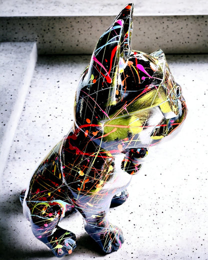 Kolorowy Psiak Artystyczny - Bulldog Francés Pintado a Mano, personalización con grabado, ideal para regalo