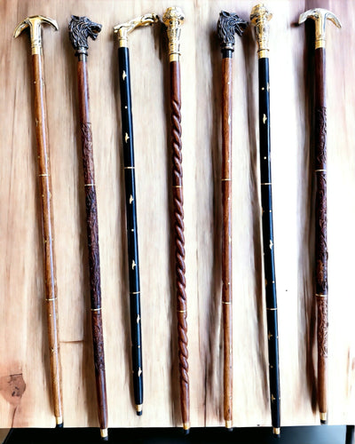 Kompasso Brown - Bastón para caminar - Madera Tallada a Mano - Edición Exclusiva con Opción de Grabado