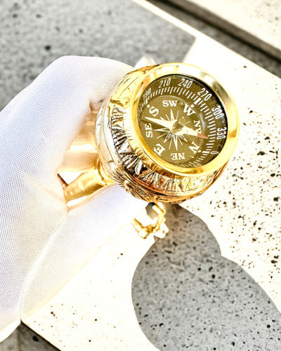 Kompasso Brown - Bastón para caminar - Madera Tallada a Mano - Edición Exclusiva con Opción de Grabado