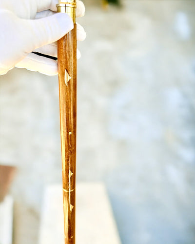 Laska Spacerowa Wolf - Madera de Mango India con Posibilidad de Grabado, bronce adornos dorados