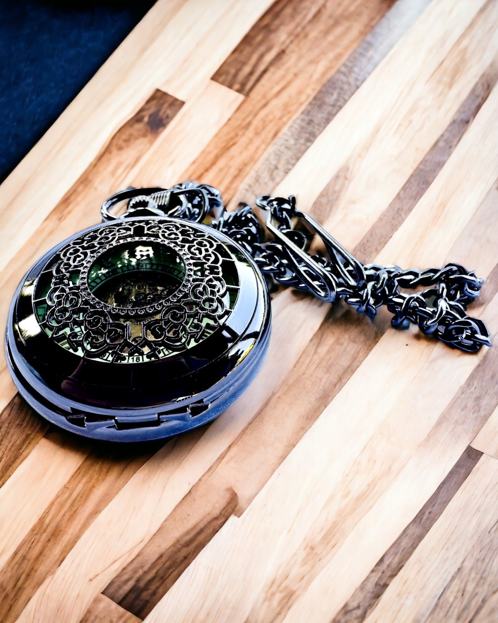 Reloj de Bolsillo "Eterna Elegancia", regalo personalizado, grabado. Color negro