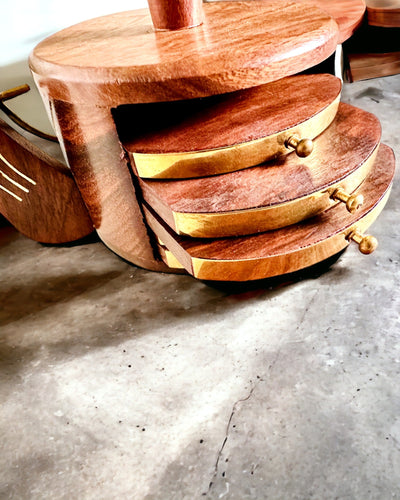 Retro Caja de Té de Madera con Opción de Grabado