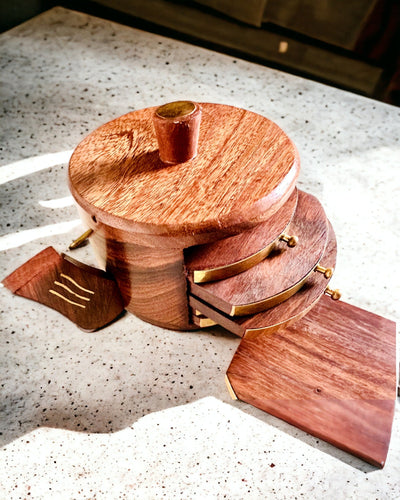 Retro Caja de Té de Madera con Opción de Grabado