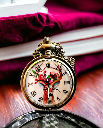 Reloj de bolsillo Guardián del Bosque - Elegante reloj con motivo de ciervo, posibilidad de personalización con grabado