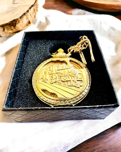 Reloj de Bolsillo "Tren Imperial", posibilidad de personalización con grabado, color dorado