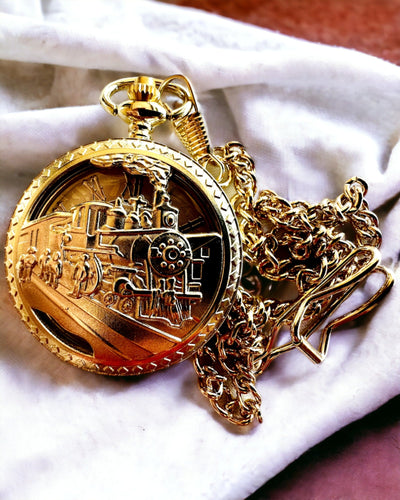 Reloj de Bolsillo "Tren Imperial", posibilidad de personalización con grabado, color dorado