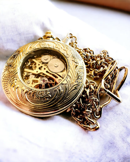Reloj de Bolsillo "Tren Imperial", posibilidad de personalización con grabado, color dorado