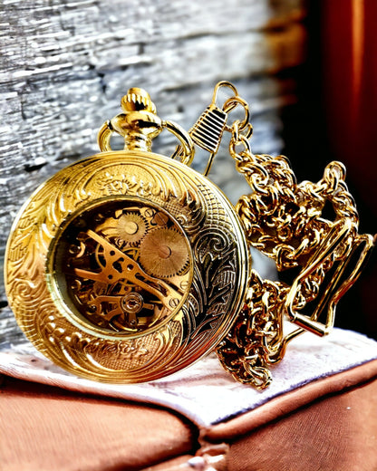 Reloj de Bolsillo "Tren Imperial", posibilidad de personalización con grabado, color dorado