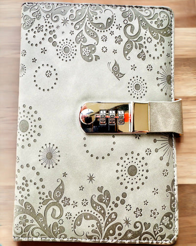 Cuaderno Exclusivo, cuero PU, A5 con Cerradura de Combinación - "Secret Journal", personalización con grabado