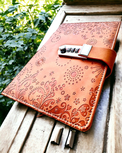 Cuaderno Exclusivo, cuero PU, A5 con Cerradura de Combinación - "Secret Journal", personalización con grabado