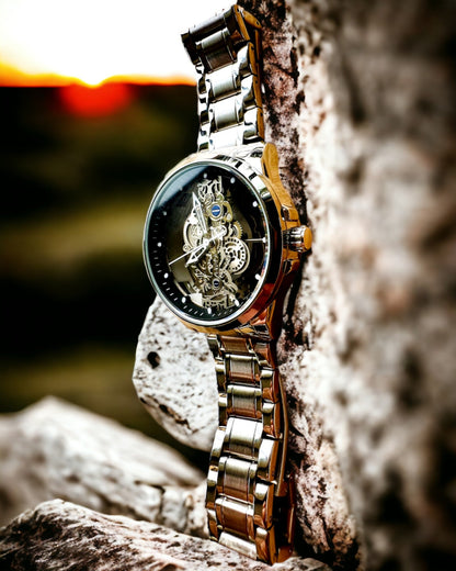 Reloj elegante para hombre KIMSDUN Prestige Mecanismo Transparente y Elegancia Deportiva, posibilidad de personalización con grabado