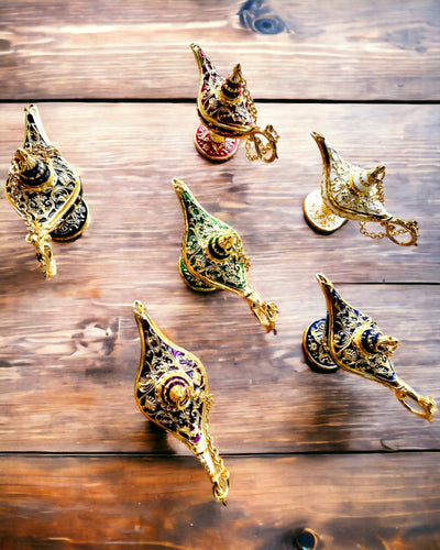 Pequeña Lámpara Mágica de Aladino de 4 cm, llavero, 6 variantes de color - Recuerdos Encantados, personalización con grabado