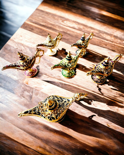 Pequeña Lámpara Mágica de Aladino de 4 cm, llavero, 6 variantes de color - Recuerdos Encantados, personalización con grabado