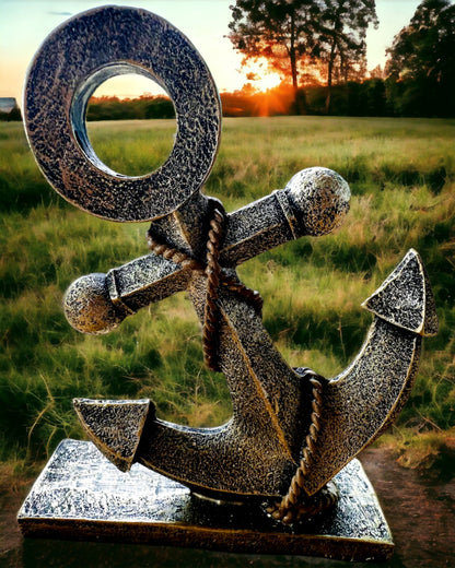 Escultura Rústica de Ancla de Resina - "Leyenda Marina", ancla personalización con grabado