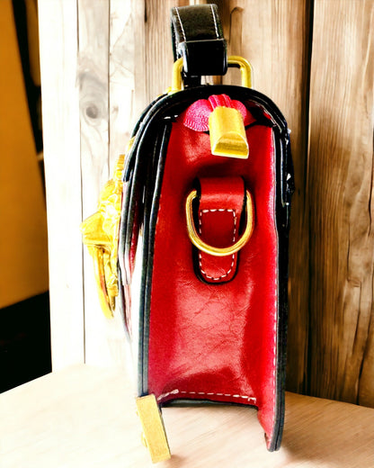 "Królewski Ryk" Bolso Cuadrado de Hombro con Cabeza de León