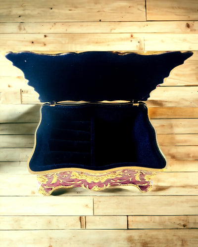 Caja, Organizador de Joyas en Estilo Vintage – Cajita de Tesoro Metálica con Elementos Decorativos