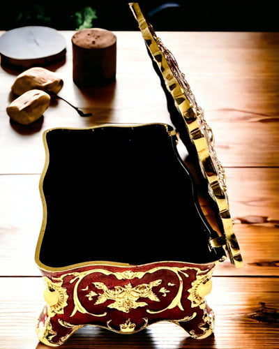 Caja, Organizador de Joyas en Estilo Vintage – Cajita de Tesoro Metálica con Elementos Decorativos