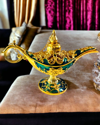 Pequeña Lámpara de Aladino Hecha a Mano - Artesanía Artística de Metal para Decoración del Hogar, grabado