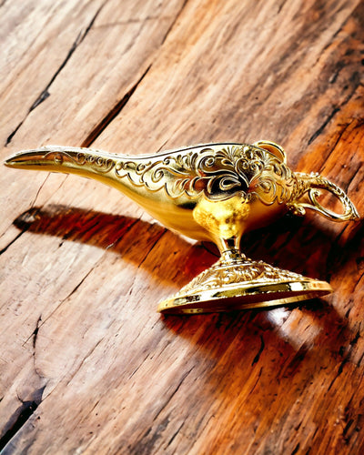Lámpara Mágica de Aladino con Opción de Grabado - Variante Clásica Dorada, entrelazada