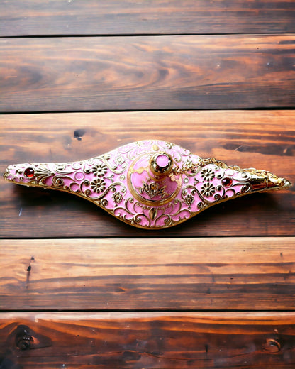 Lámpara Mágica de Aladino con Opción de Grabado - Variante Rosa, entrelazada con dorado