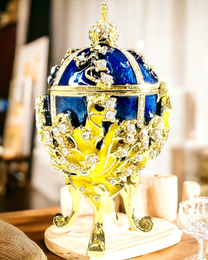 Caja de Joyería 'Huevo Imperial' Faberge – Estilo Vintage, Contenedor Decorativo para Accesorios