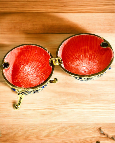 Huevo Fabergé Exclusivo - color azul oscuro – Caja Decorativa para Joyas de Esmalte