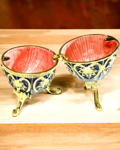 Huevo Fabergé Exclusivo - color azul oscuro – Caja Decorativa para Joyas de Esmalte