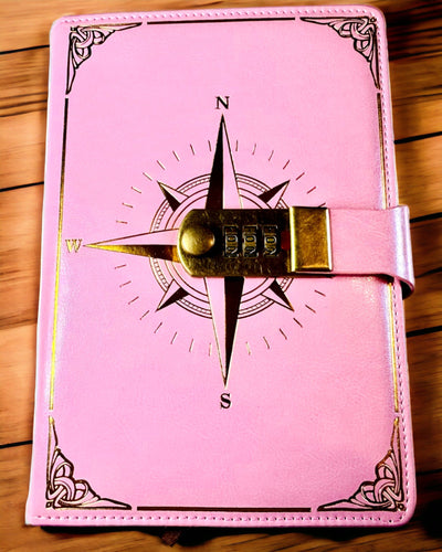 Notatnik Premium con Cerradura de Combinación A5 - Estilo Vintage con Brújula, Diseño Japonés, Artículos de Papelería para Estudiantes y Negocios. Personalización con grabado