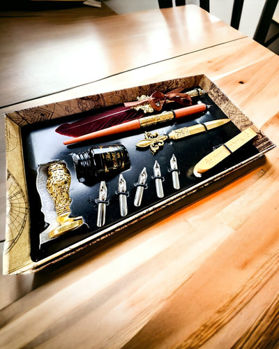 Conjunto Exclusivo de Caligrafía, pluma de inmersión y conjunto de tintas, personalización con grabado