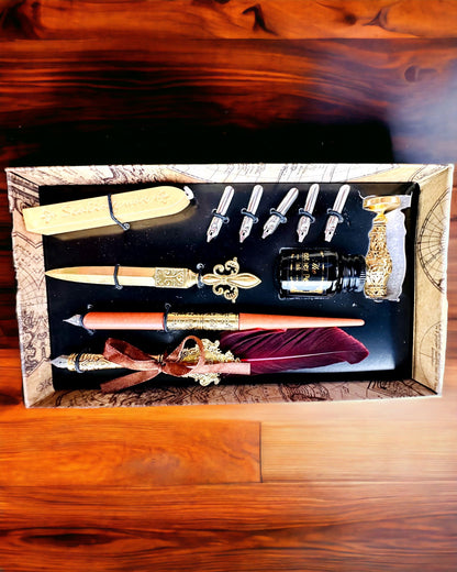 Conjunto Exclusivo de Caligrafía, pluma de inmersión y conjunto de tintas, personalización con grabado