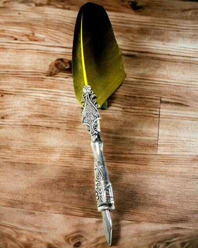 Pluma de Caligrafía Vintage con Pluma de Ganso Natural – Regalo Ideal para el Día de la Madre o del Maestro. Grabado