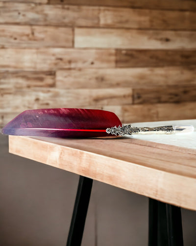 Pluma de Caligrafía Vintage con Pluma de Ganso Natural – Regalo Ideal para el Día de la Madre o del Maestro. Grabado