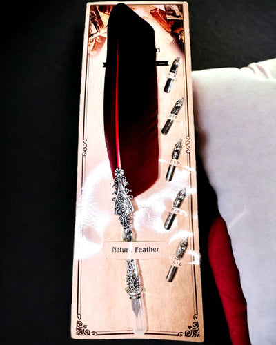 Pluma de Caligrafía Vintage con Pluma de Ganso Natural – Regalo Ideal para el Día de la Madre o del Maestro. Grabado