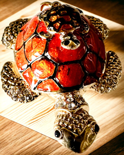 Caja "Familia de Tortugas" - color naranja, personalización con grabado