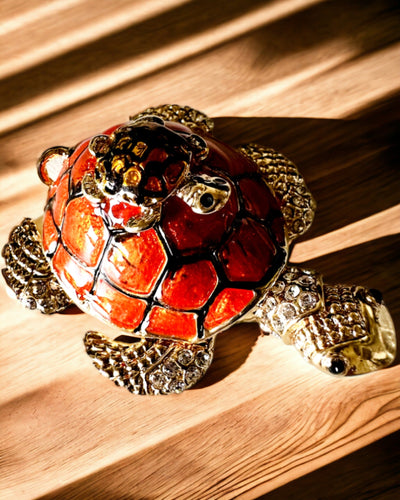 Caja "Familia de Tortugas" - color naranja, personalización con grabado