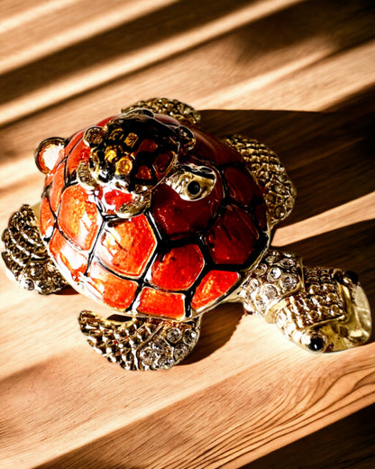 Caja "Familia de Tortugas" - color naranja, personalización con grabado