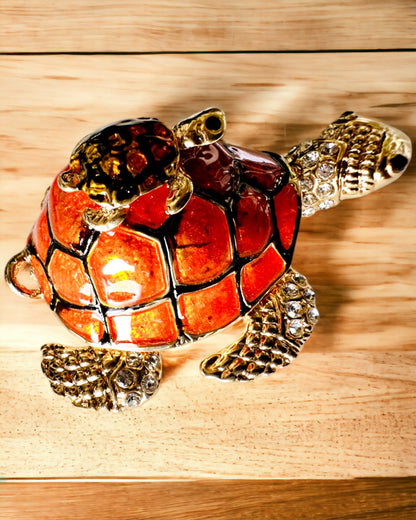 Caja "Familia de Tortugas" - color naranja, personalización con grabado