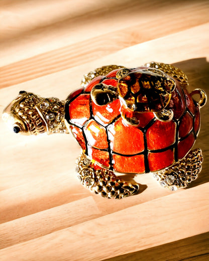 Caja "Familia de Tortugas" - color naranja, personalización con grabado