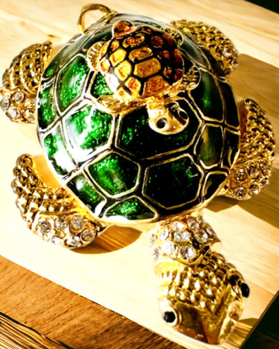 Caja "Familia de Tortugas" - color verde, personalización con grabado