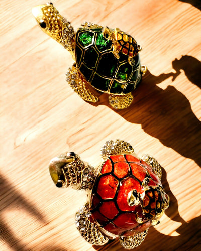 Caja "Familia de Tortugas" - color verde, personalización con grabado