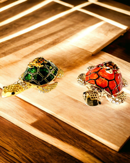 Caja "Familia de Tortugas" - color naranja, personalización con grabado