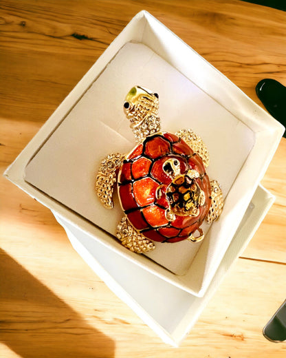 Caja "Familia de Tortugas" - color naranja, personalización con grabado
