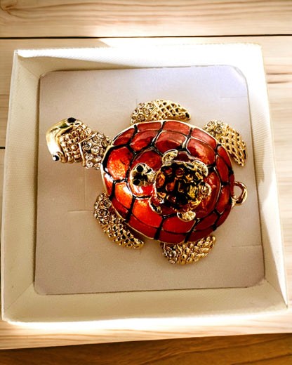 Caja "Familia de Tortugas" - color naranja, personalización con grabado
