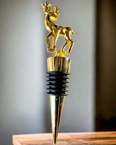 Exclusivo Tapón de Vino Metálico con Ciervo - Elegante y Funcional, posibilidad de personalización con grabado