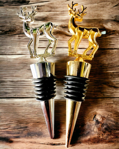 Exclusivo Tapón de Vino Metálico con Ciervo - Elegante y Funcional, posibilidad de personalización con grabado